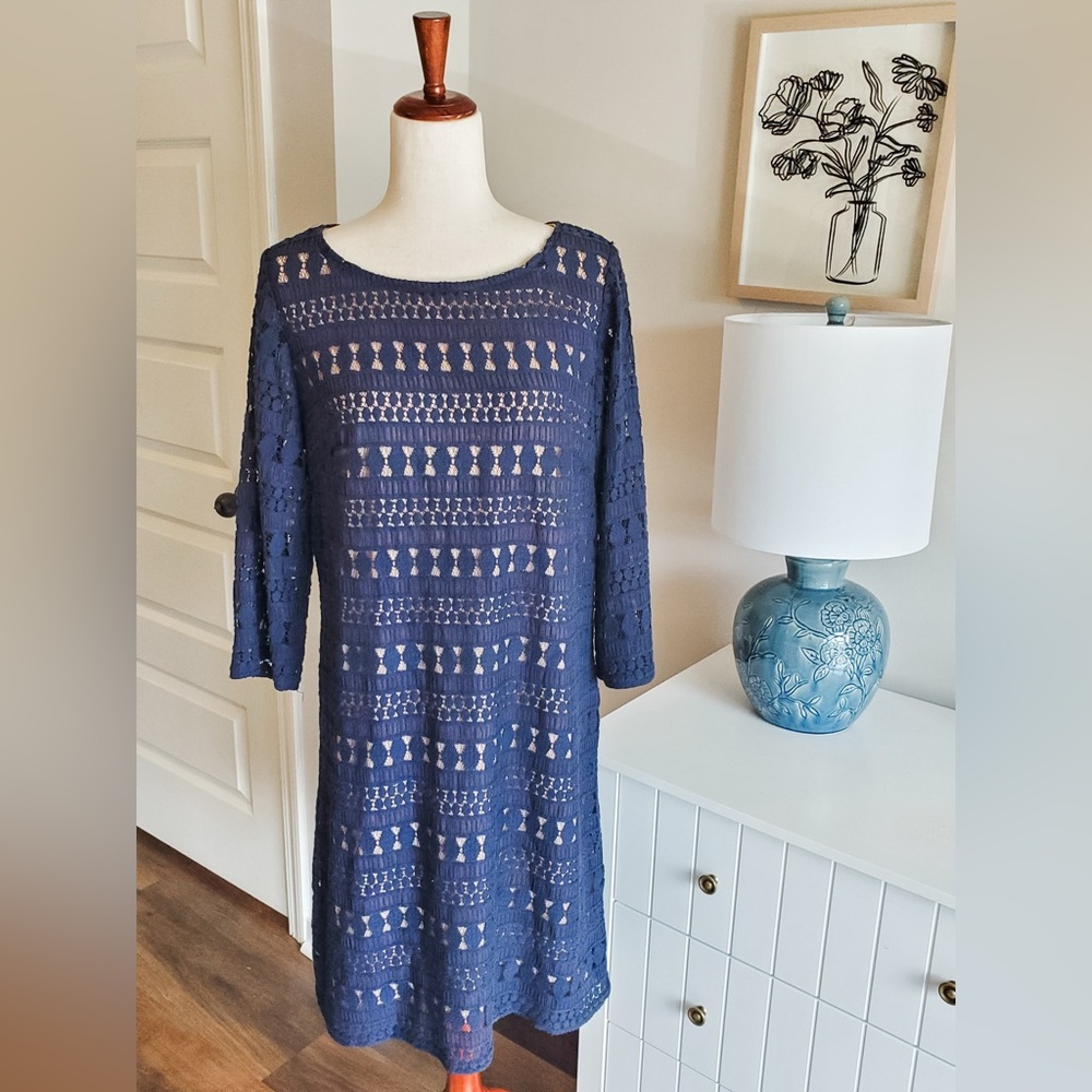 Navy Blue Lace Dress